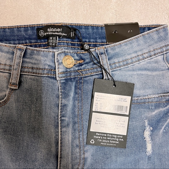 Missguided NEW Sinner High Waisted Ripped Skinny Jeans - Picture 4 of 7